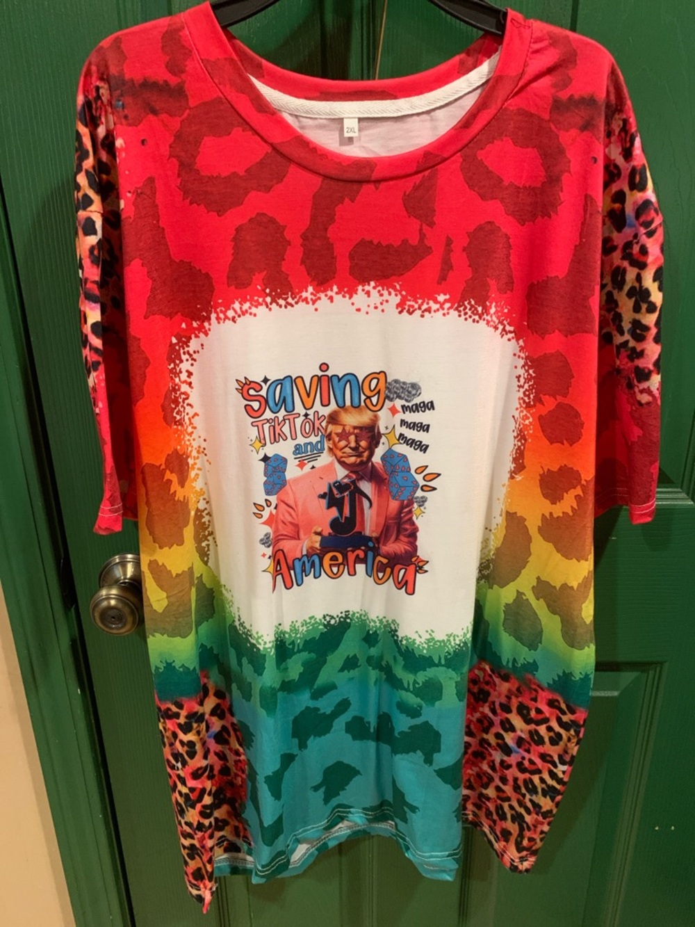 Women’s Trump Rainbow Leopard Print short Sleeve Tee - Multicolor